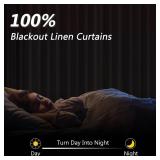 Guken 100% Blackout Curtains 96 Inch Length 2 Panels Set for Living Room Bedroom Back Tab Thermal Insulated Black Out Linen Drapes Room Darkening Window Curtains 96 Inches Long, Ash Rose