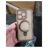 VENINGO for iPhone 16 Pro Case, Foldable Ring Holder Magnetic Slim Curly Wave Edge Translucent Matte Kickstand Shockproof Protective Phone Cover for iPhone 16 Pro 6.3, Desert Brown