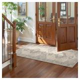 Lahome Oriental Washable Runner Rug Non Slip, 2x7 Rug Runners for Hallways Kitchen, Ultra-Thin Hallway Rugs for Laundry Room Bathroom Bedroom, Grey/Brown
