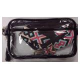 Clear Stadium Crossbody Bag with Aztec Print Insert