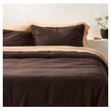 Full/Queen Heavyweight Linen Blend Comforter and Sham Set Dark Fig - Casaluna - Retail: $149
