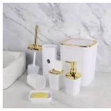 9 Pcs White Bathroom Accessories Sets with Shower Curtain- Specially Designed for Small Spaces