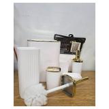 9 Pcs White Bathroom Accessories Sets with Shower Curtain- Specially Designed for Small Spaces