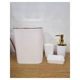 9 Pcs White Bathroom Accessories Sets with Shower Curtain- Specially Designed for Small Spaces