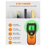 Mecurate Stud Finder Wall Scanner Sensor - 5 in 1 Electronic Stud with LCD Display & Audio Alarm for Wood AC Live Wire Metal Studs Detection Joist Pipe