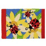 Ladybugs and Yellow Sunflowers Jellybean Accent Washable Rug 20  x 30  JB-AT028