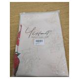 2 Count YiHomer Poinsettia Ribbon Engineered Printed Fabric Christmas Tablecloth 52 x 52 Square