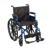 Drive Medical Blue Streak Lightweight Wheelchair - Portable Folding Mobility Aid - Swing-Away Footrests - Desk Arms - Durable Steel Frame - Easy Transport & Storage - 16-Inch Seat - Retail: $128