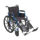 Drive Medical Blue Streak Lightweight Foldable Wheelchair - Enhanced Mobility Support - Durable Construction - Padded Comfort - Swing-Away Leg Rests - Desk Arms - Blue/Black - 18 Inch Seat - Retail: $