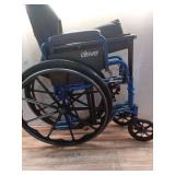 Drive Medical Blue Streak Lightweight Wheelchair - Portable Folding Mobility Aid - Swing-Away Footrests - Desk Arms - Durable Steel Frame - Easy Transport & Storage - 18-Inch Seat - Retail: $128