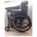 Drive Medical Blue Streak Lightweight Wheelchair - Portable Folding Mobility Aid - Swing-Away Footrests - Desk Arms - Durable Steel Frame - Easy Transport & Storage - 18-Inch Seat - Retail: $128