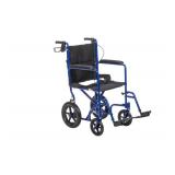 Drive Medical Lightweight Expedition Folding Transport Wheelchair with Hand Brakes - Portable Support - Large Rear Wheels - Compact Folding - Comfortable Design - Blue - Retail: $204