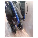 Drive Medical Lightweight Expedition Folding Transport Wheelchair with Hand Brakes - Portable Support - Large Rear Wheels - Compact Folding - Comfortable Design - Blue - Retail: $204