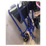 Drive Medical Lightweight Expedition Folding Transport Wheelchair with Hand Brakes - Portable Support - Large Rear Wheels - Compact Folding - Comfortable Design - Blue - Retail: $204