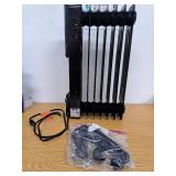 1500-Watt Black Indoor Electric Oil-Filled Radiator Convection Radiant Space Heater with Remote Control for Living Space