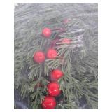 Christmas Cedar Garland for Mantle (6.01FT Red Berries, Pine Cones)