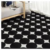 Black Semi-circular Vinyl Flooring Tile 11.8"x11.8"x1.0mm (10-pcs) Peel and Stick Flooring (Cover 9.6 sq. ft./ Pack)