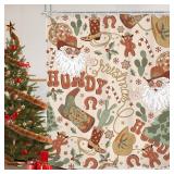 Cowboy Christmas Shower Curtain 60Wx72H