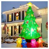 9FT Inflatable Christmas Tree with Gingerbread Men