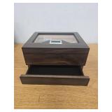 CIGAROL Cigar Humidor Box Features Cedar Wood Interior, Transparent Glass Lid, and Built-in Accessory Drawer
