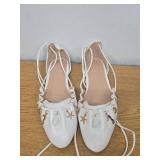 White Flats Ballet Flat Pointed Toe Flats -Size 10