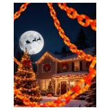 Christmas Decorations Orange Chain Lights, 10FT 160 LEDs Battery Operated