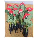 Artificial Red Rose Flower with Solar Light Base