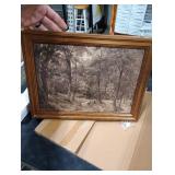 Gold Framed Wall Art Vintage Canvas Wall Art Nature Charcoal Landscape Path Forest Artwork Prints Picture for Living Room Bedroom Farmhouse Bathroom Office Decor, 12x16