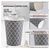 Lamosi Coffee Cups 12 oz 180 Pack, Disposable Paper Coffee Cups, Disposable Cups,12 oz Hot Cup,12oz Paper Insulated Cup for Cold Hot Drinks (No Lids)