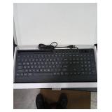 SABLUTE Large Print Wired Backlit Keyboard with Backlight Memory Function, 7-Color Auto-Cycling & Static Single LED, Computer Keyboard with Phone Holder & Wrist Rest, Quiet Crater Keys for PC Laptop