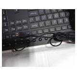 SABLUTE Large Print Wired Backlit Keyboard with Backlight Memory Function, 7-Color Auto-Cycling & Static Single LED, Computer Keyboard with Phone Holder & Wrist Rest, Quiet Crater Keys for PC Laptop