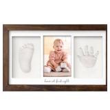 KeaBabies Baby Hand and Footprint Kit - Clay Handprint Keepsake Frame, Newborn Nursery Picture Frame, Personalized New Mom Gifts for Baby First Christmas Shower (Dark Walnut)