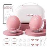 Momcozy Wearable Breast Pump, Hands Free Upgraded Mobile Flow | M9, App Discreet Control with Personalized Multi-Modes & 15 Levels, Wearable Breast Pump 24mm, 2 Pack Cozy Red