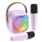 Jeefu Karaoke Machine for Kids, Toys for 3-12 Years Old Girls Gifts, Kids Karaoke Microphone Machine Toy, Best Fun Christmas Birthday Gifts for 5 6 7 8 9 10 11 Years Teens Girl Boys Purple 2 Mic