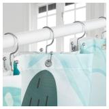 Goowin Shower Curtain Hooks, 12 Pcs Shower Curtain Rings, Durable Rust Proof Silver Shower Curtain Hooks, Shower Rings for Curtain, Double Glide Shower Hooks for Shower Curtain Rods, Chrome