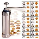 YOOUSOO Cookie Press Maker Kit, Spritz Cookie Maker Machine For Baking, For DIY Biscuit Maker and Decoration with 20 Cookie Discs and 4 Piping Tips (Stainless Steel)
