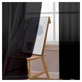 Simplebrand Black Sheer Curtains 96 Inches Long, Light Filtering Rod Pocket Solid Color Window Sheer Curtain Panels, Elegant Curtains & Drapes for Living Room, Bedroom 2 Panels (Black, 42 W x 96 L)