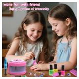 BATTOP Kids Nail Polish Set for Girls - Kids Nail Art Kit with Dryer & Fake Nail & Sticker & Water Based Nail Polish & Nail Art Pen - Idea Gifts for Girls Ages 6 7 8 9 10 11 12