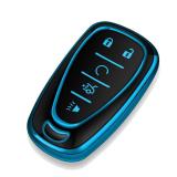 Tukellen for Chevrolet Key Fob Cover Special Soft TPU Key Case Key Shell Compatible with 2016-2024 Chevy Blazer Bolt EV Camaro Cruze Equinox Malibu Sonic Spark Traverse Key Shell (Blue, 5 Buttons)