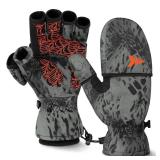 KastKing PolarBlast Ice Fishing Gloves Convertible Mittens Cold Weather Fishing Mittens and Fingerless Gloves with 3M Thinsulate Winter Fishing Mittens Ideal for Ice Fishing, Photography, Medium