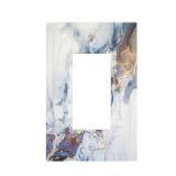 Modern Abstract Blue Gold Marble 1 Gang Wall Plate Decorative Single Rocker Light Switch Cover Decora Switchplate Electrical GFCI Outlet Covers Faceplate 5 X 3 Inch