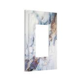 Modern Abstract Blue Gold Marble 1 Gang Wall Plate Decorative Single Rocker Light Switch Cover Decora Switchplate Electrical GFCI Outlet Covers Faceplate 5 X 3 Inch
