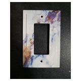 Modern Abstract Blue Gold Marble 1 Gang Wall Plate Decorative Single Rocker Light Switch Cover Decora Switchplate Electrical GFCI Outlet Covers Faceplate 5 X 3 Inch