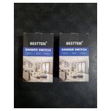 BESTTEN 2 Pack Dimmer Light Switch, Universal Lighting Control, Single Pole or 3 Way, Compatible with LED Dimmable Lamp, CFL, Incandescent, Halogen Bulb, Decorator Wallplate Included, UL Listed, White
