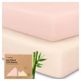 KeaBabies 2-Pack Baby Crib Sheets for Boys, Girls - 52x28 Viscose Derived from Bamboo Toddler Bed Sheets Neutral, Fitted Crib Mattress Cover for Standard Baby Bedding, Soft & Cozy (Cameo)