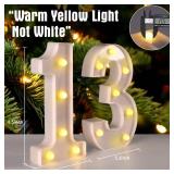 13th Birthday Decorations for Girls Boys,13th Birthday Party Decorations for Centerpieces Table,Light Up Numbers 13 Sign for Party Backdrop Wall Decor for 13 Wedding Anniversary Decoration
