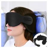 SARISUN Travel Pillows for Airplanes, 360° Support Headrest Pillow with Eye Mask for Sleeping, Travel Airplane Pillow for Long Flights Car Road Trip, Travel Accessories Stop Bobblehead, Black