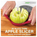 PrepWorks Dishwasher Safe Apple Slicer and Corer 16-Slice Thin Apple Cutter with Safety Cover