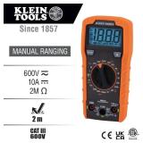 Klein Tools MM325 Multimeter, Digital Manual-Ranging 600V AC/DC Voltage Tester, Tests Batteries, Current, Resistance, Diodes, and Continuity