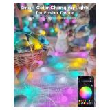 2026 New 46ft Smart Color Changing Easter Lights Outdoor Indoor | 100 LED RGB Globe Pastel String Lights App Control with Remote & Timer, Fairy Light Plug in Waterproof Easter Decor Girl